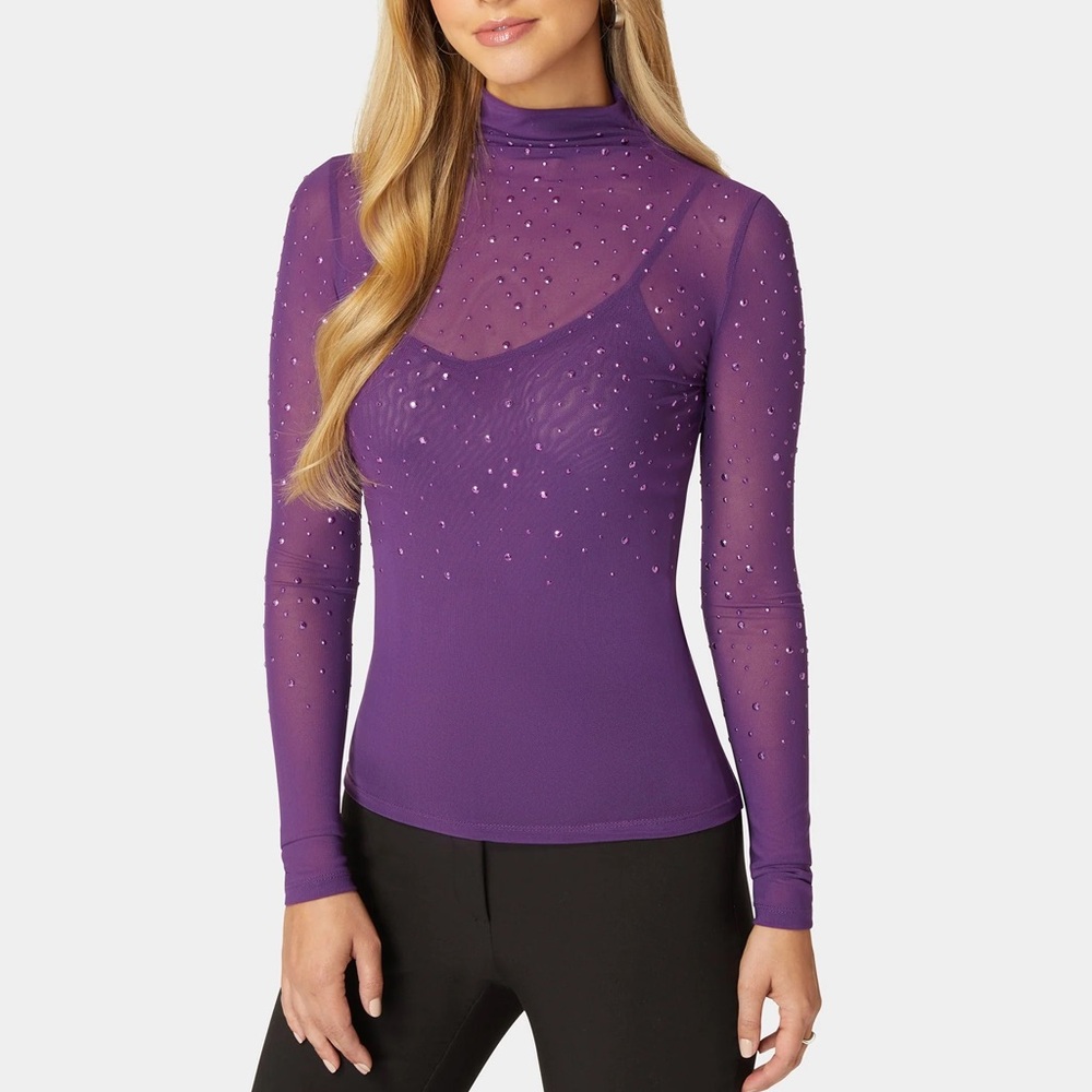 BEBE RHINESTONE EMBELLISHED MESH TOP & CAMI LIKE NEW ONLY TRIED ON ONCE XS